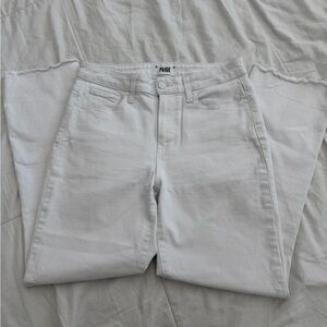 PAIGE Womens Cindy Crop White Raw Hem Jeans